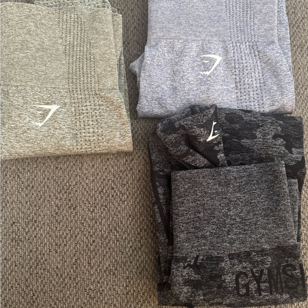 Gymshark Leggings Set - Gray, Black, and Green